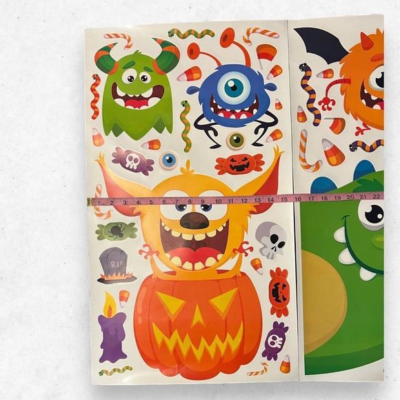 Set of 4 Big Halloween Stickers Sheets 15.5inx27.5in Each Monsters Pumpkins Fun - Picture 7 of 8